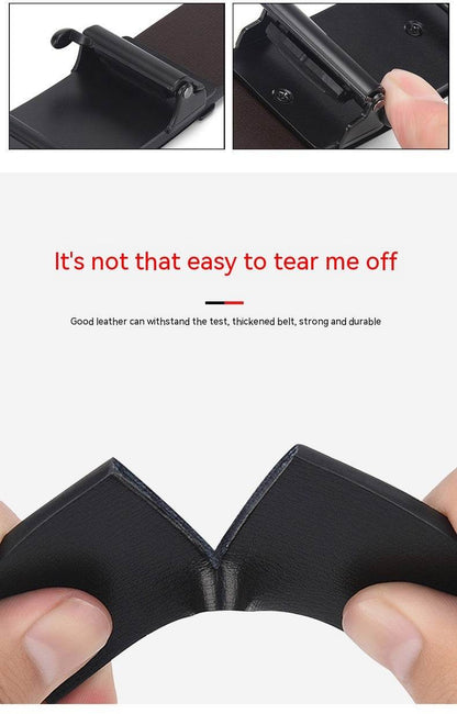 Men's Automatic Buckle Belt - Trendy Two-Layer Cowhide for Casual Style - Buy Center