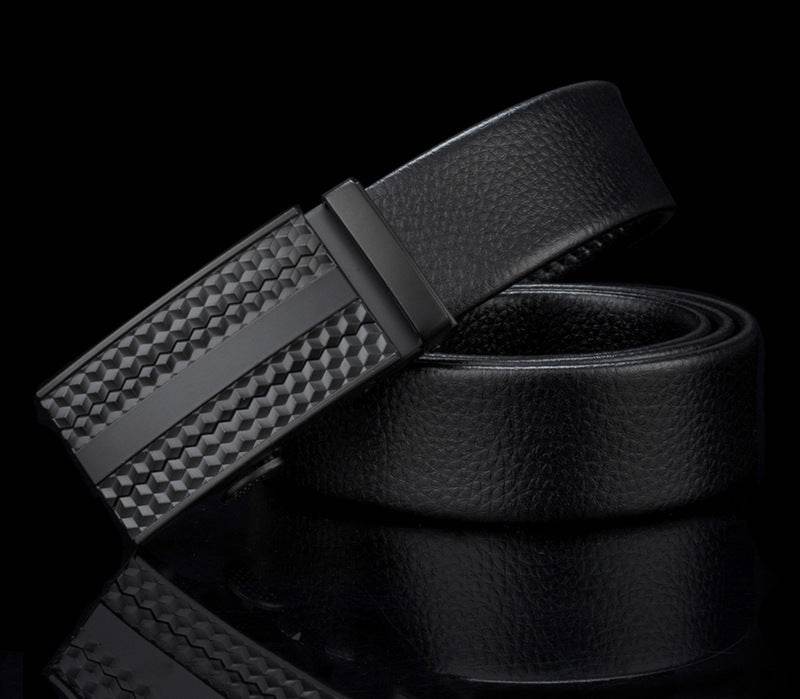 Fashion Casual Men's Leather Belt - Two-Layer Automatic Buckle Design - Buy Center