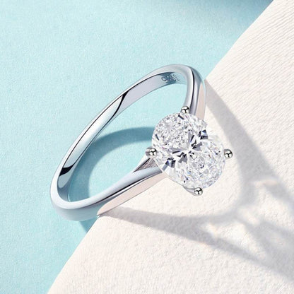 Sterling Silver Oval Zircon Ring for Women - Elegant Inlaid Design & Modern Style - Buy Center