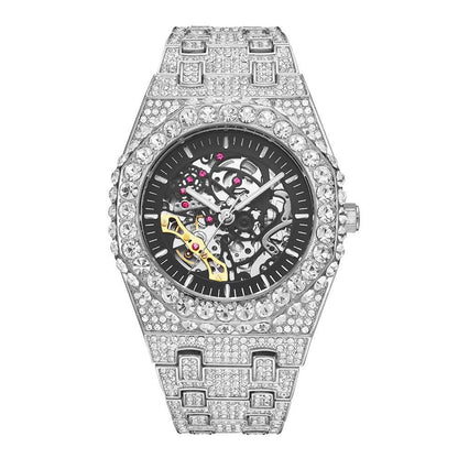 Full Diamond Hip Hop Mechanical Watch - Stylish Octagonal Design 2025 - Buy Center