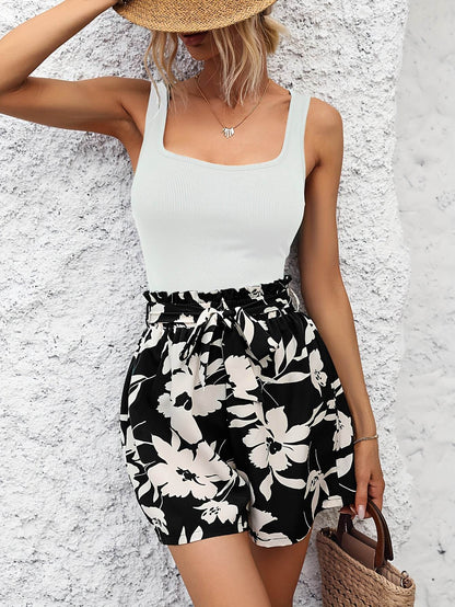 Striped Vest & Floral Shorts Set - Perfect Vacation Outfit - Buy Center