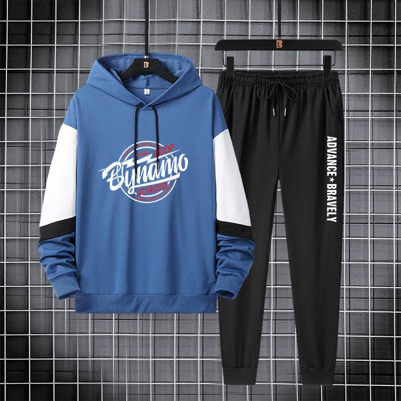 Men's Paneled Hooded Cotton Pajama Set - Cozy Sweatshirt & Trousers - Buy Center