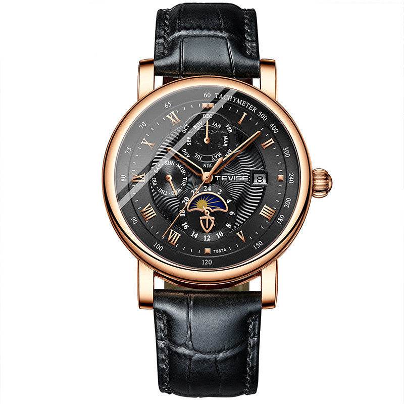 Automatic Mechanical Men's Tourbillon Watch - Premium Leather & Glass - Buy Center