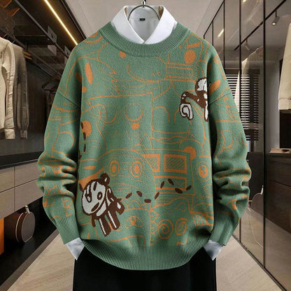 Thickened Round Neck Sweater for Teenagers - Trendy Winter Pullover - Buy Center