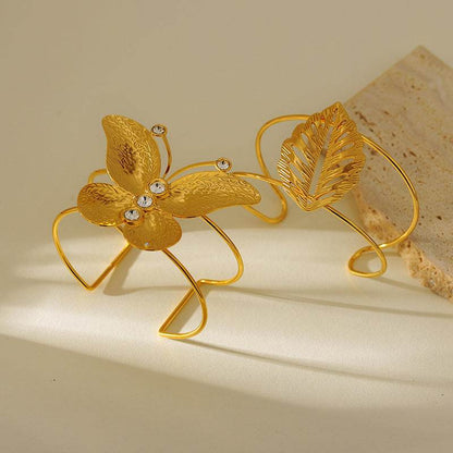 Buycenter Exaggerated Butterfly Leaf Bracelet - Stunning Inlaid Zircon Design - Buy Center