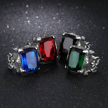 Stylish Titanium Steel Men's Zircon Ring - Trendy Geometric Design 2025 - Buy Center