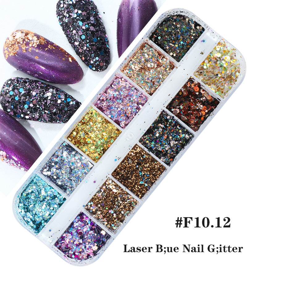 Nail Gold & Silver Glitter Laser Sequins - 12 Bars for Stunning Designs - Buy Center