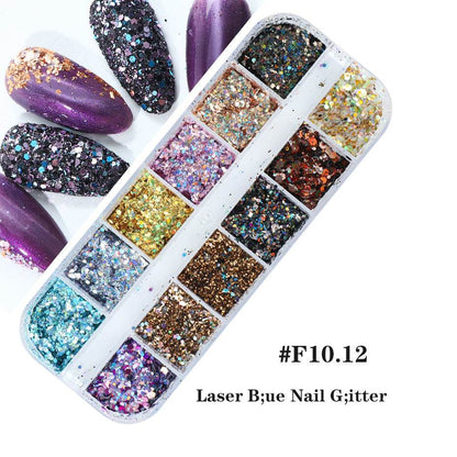 Nail Gold & Silver Glitter Laser Sequins - 12 Bars for Stunning Designs - Buy Center
