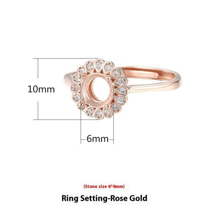 Sterling Silver Rose Gold Eardrop Frame Ring - Adjustable & Elegant Design - Buy Center