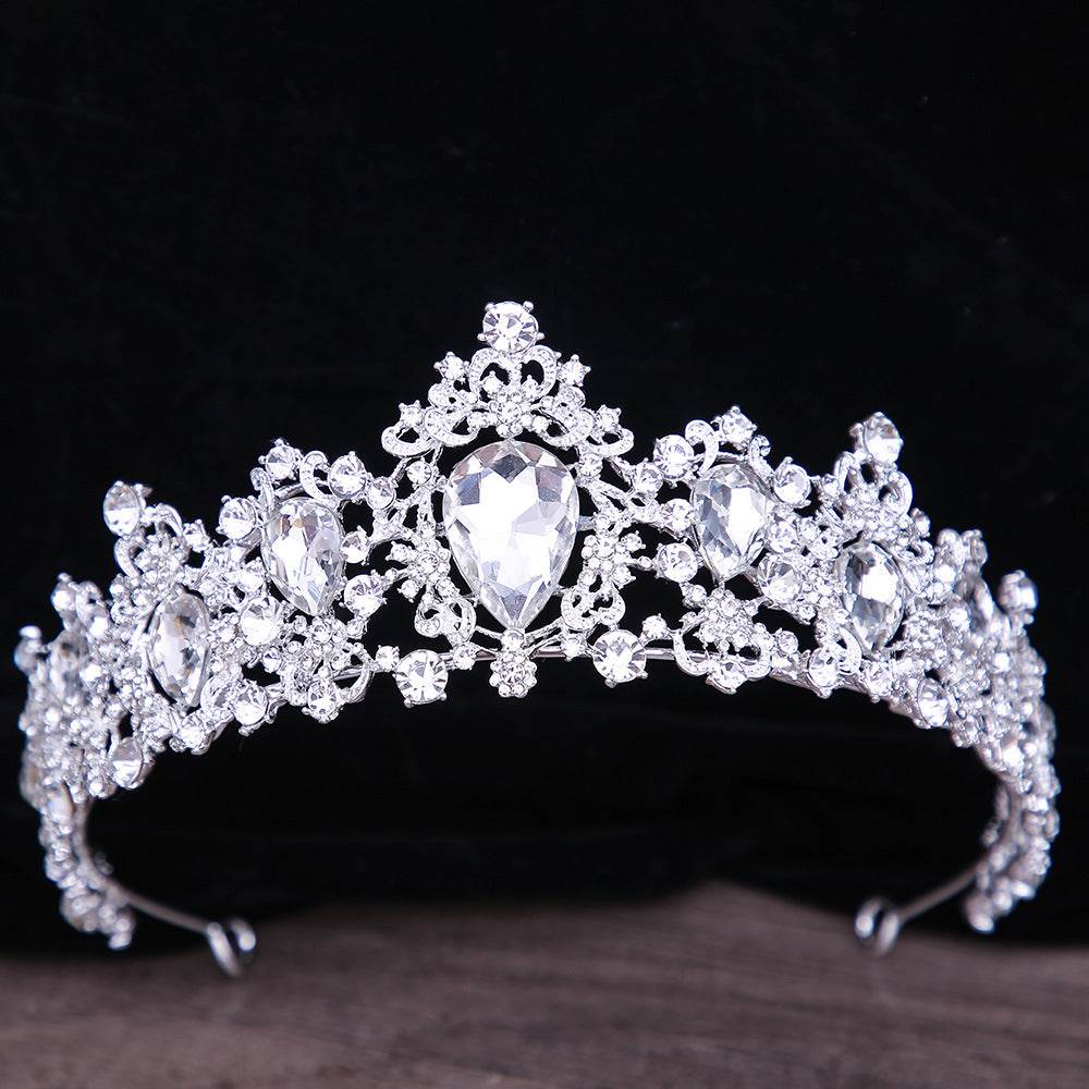 Baroque Rhinestone Crystal Bridal Crown - Elegant Wedding Hair Jewelry - Buy Center
