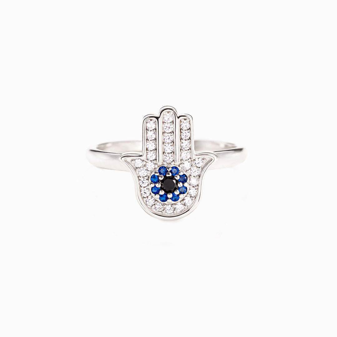 Buy Center Women's Adjustable Open Ring - Simple Blue Micro-Inlaid Design - Buy Center