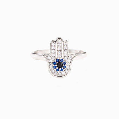 Buy Center Women's Adjustable Open Ring - Simple Blue Micro-Inlaid Design - Buy Center