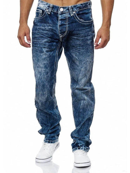 Men's Straight Jeans - European & American Style in Light Blue, Blue, Black - Buy Center