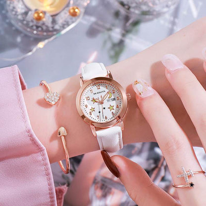 Women's Luminous Quartz Watch - Double Calendar, Stylish & Slim Design - Buy Center