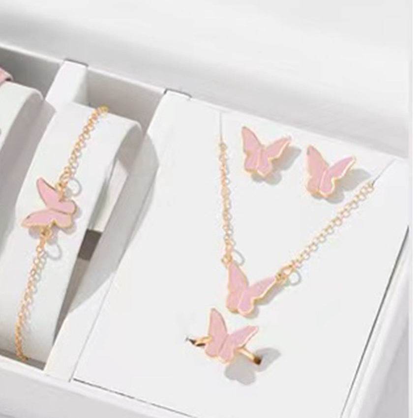 Buycenter 5PCS Butterfly Jewelry Set - Necklace, Earrings, Ring & Bracelet - Buy Center