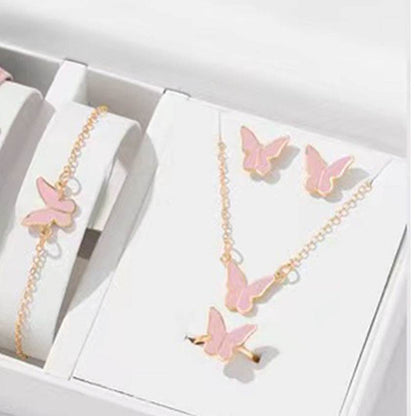 Buycenter 5PCS Butterfly Jewelry Set - Necklace, Earrings, Ring & Bracelet - Buy Center