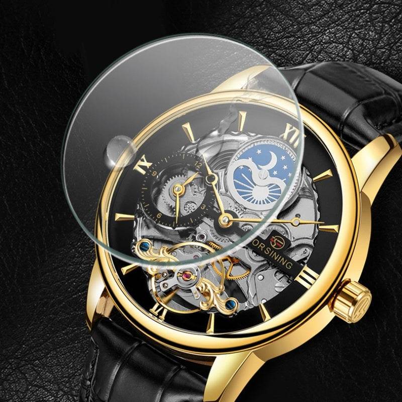 Buycenter Stylish Hollow Moon Mechanical Watch - Gold & Silver Options - Buy Center