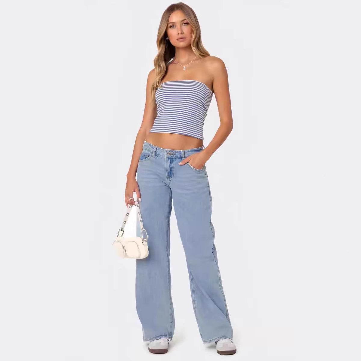 Stylish Low Waist Wide Leg Jeans - Modern Women's Fashion 2025 - Buy Center