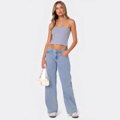 Stylish Low Waist Wide Leg Jeans - Modern Women's Fashion 2025 - Buy Center