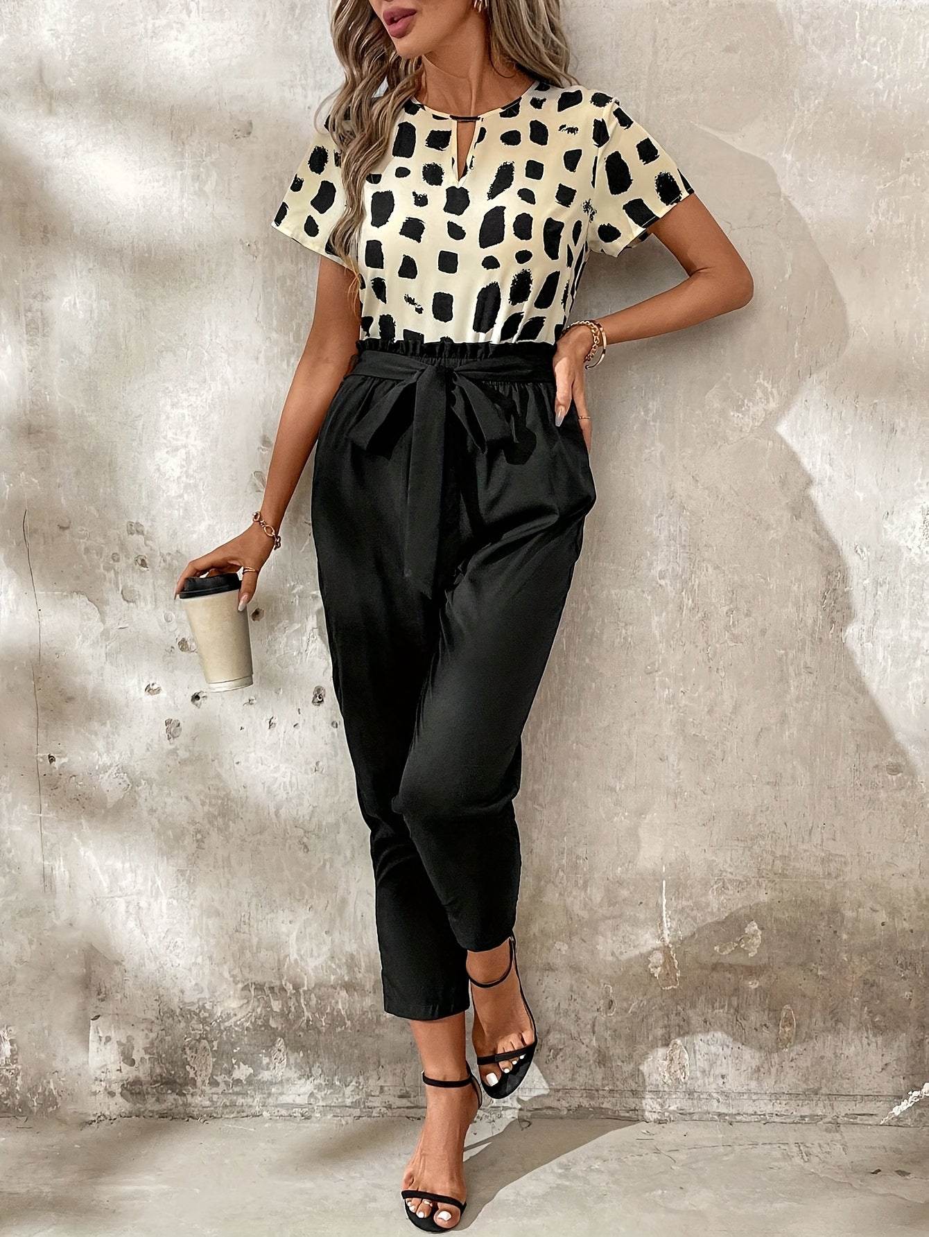 Autumn Women's Bat Wing Sleeve Top & Solid Color Trousers Set - Buy Center