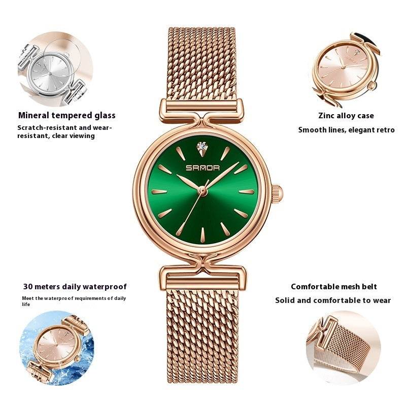Women's Retro Mesh Strap Watch - Stylish & Waterproof for All Occasions - Buy Center