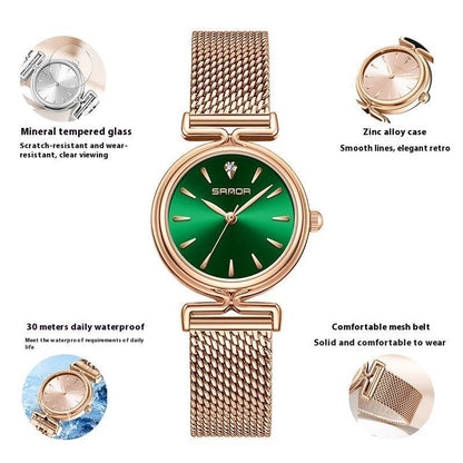Women's Retro Mesh Strap Watch - Stylish & Waterproof for All Occasions - Buy Center