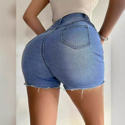 Buycenter High Waist Denim Shorts for Women - Ripped Street Style Fashion - Buy Center