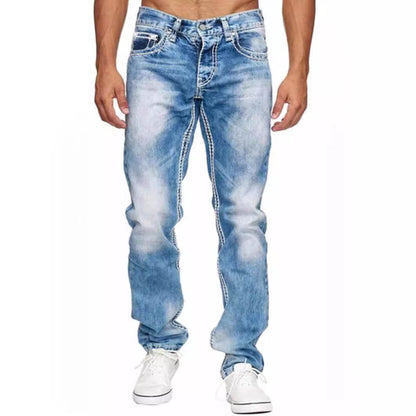 Men's Straight Jeans - European & American Style in Light Blue, Blue, Black - Buy Center
