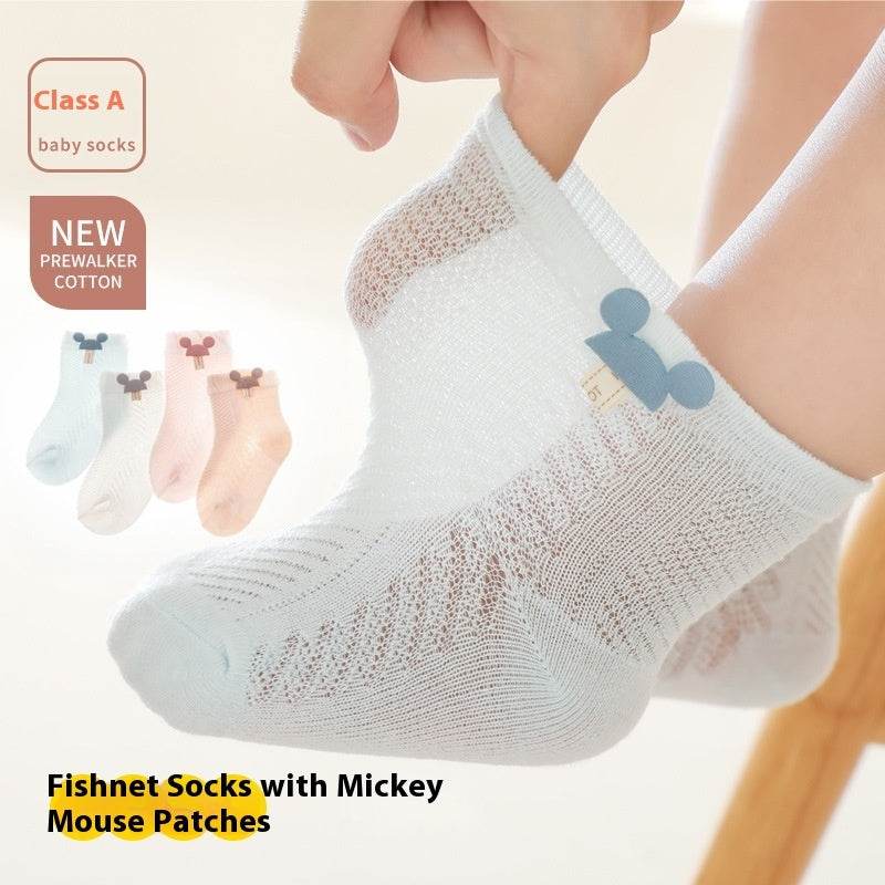 Cute Breathable Mesh Baby Socks - Thin Cotton, Striped & Cartoon Designs - Buy Center