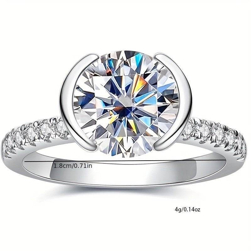 Buycenter Women's Moissanite Engagement Ring - 14K White Gold Plated Luxury - Buy Center