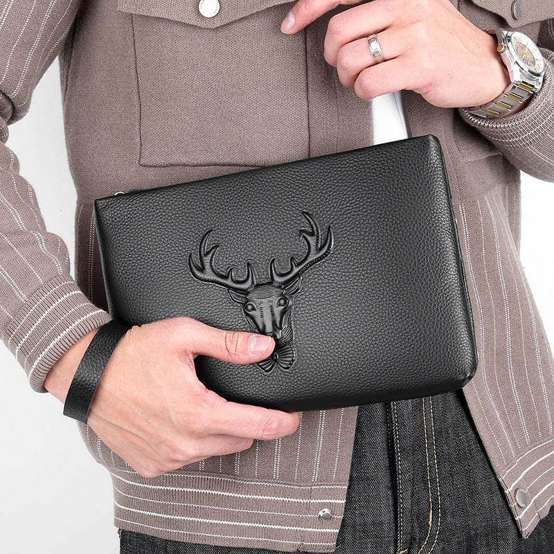 Premium Cowhide Men's Clutch - Stylish Briefcase Bag for Modern Elegance - Buy Center