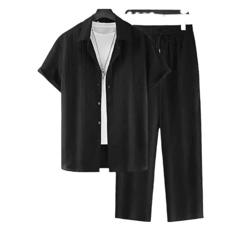 Buycenter Striped Short-Sleeved Men’s Suit Shirt - Summer Fashion - Buy Center