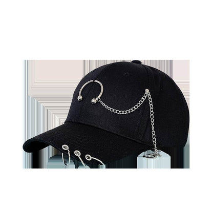 Buycenter Wide-Brimmed Baseball Hat with Chain Hoop - Adjustable Sun Protection - Buy Center