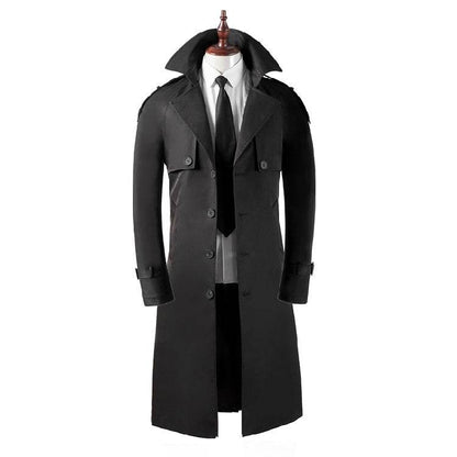 Buycenter Men's Slim Trench Coat - Stylish Over-the-Knee Fashionwear - Buy Center