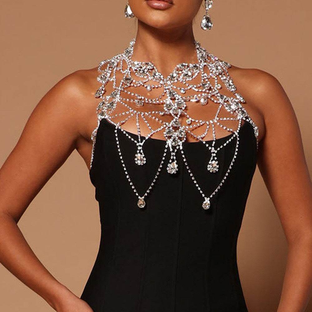Rhinestone Multi-layer Body Chain Necklace - Elegant Gold/Silver Accessory - Buy Center