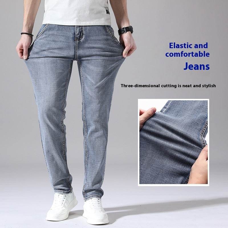 Retro Thin Tapered Jeans for Men - Stylish Casual Trousers for Summer - Buy Center