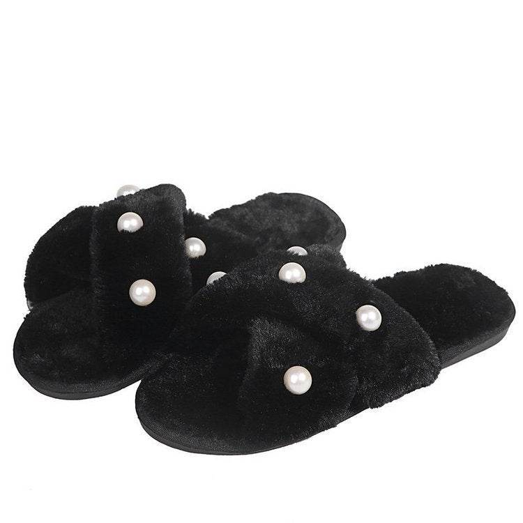 Buycenter Women's Pearl Cross Slippers - Cozy Indoor/Outdoor Footwear - Buy Center