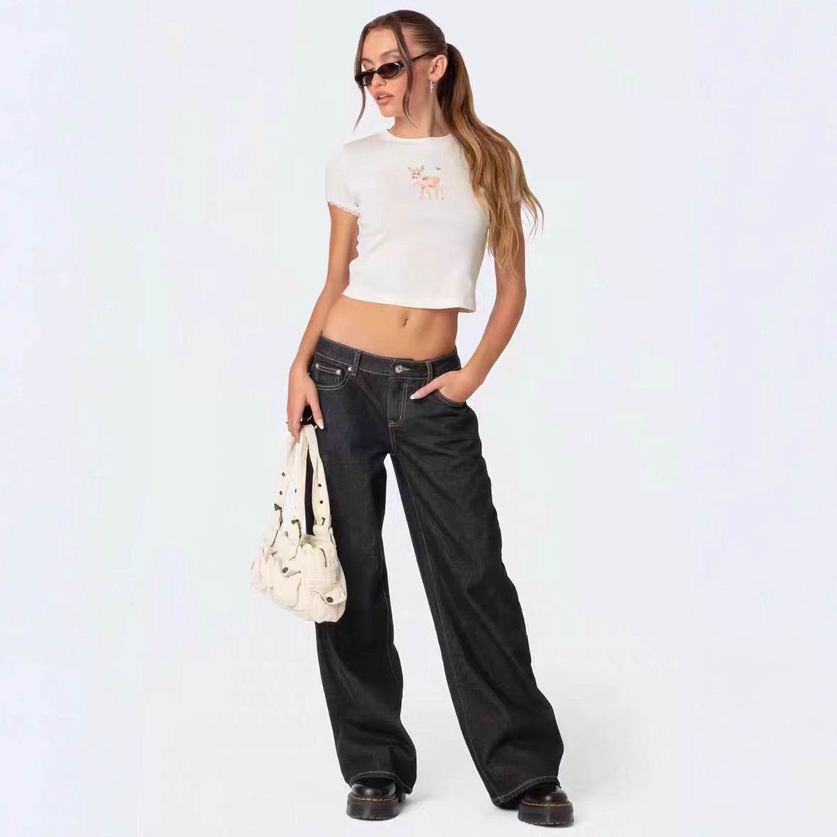 Stylish Low Waist Wide Leg Jeans - Modern Women's Fashion 2025 - Buy Center