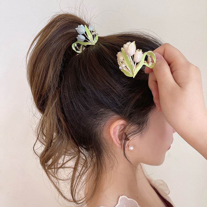 Tulips High Ponytail Hair Claws for Women - Secure & Stylish Barrettes - Buy Center