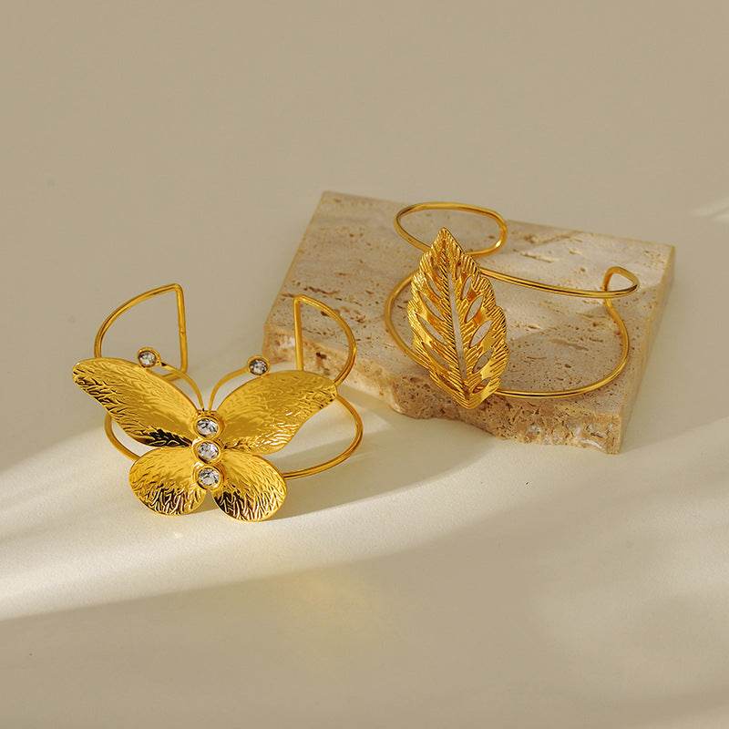 Buycenter Exaggerated Butterfly Leaf Bracelet - Stunning Inlaid Zircon Design - Buy Center