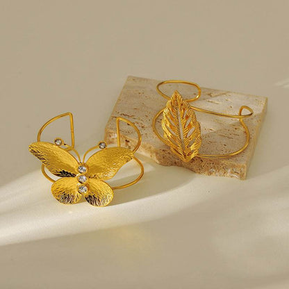 Buycenter Exaggerated Butterfly Leaf Bracelet - Stunning Inlaid Zircon Design - Buy Center