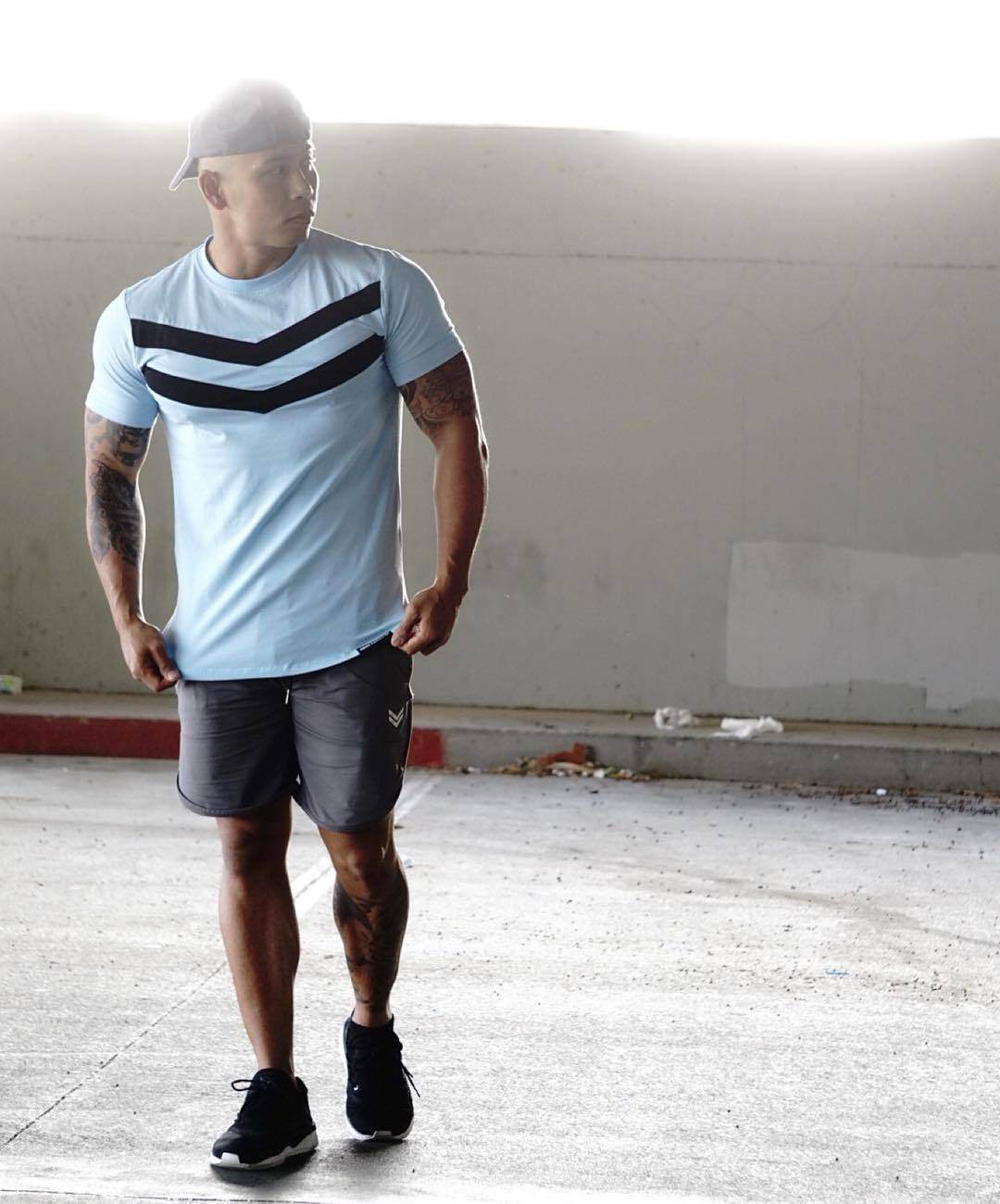 Buycenter Striped Sports Workout T-Shirt - Comfortable Cotton Fit - Buy Center