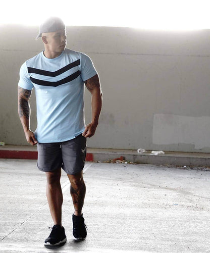 Buycenter Striped Sports Workout T-Shirt - Comfortable Cotton Fit - Buy Center