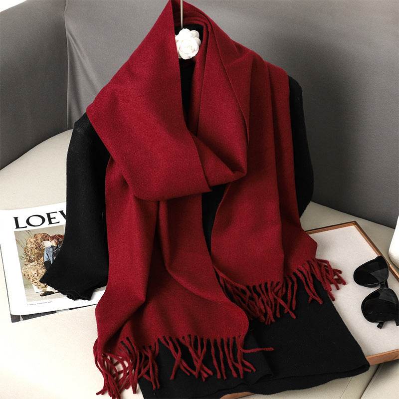 Solid Color Cashmere-like Scarf for Women - Warm, Quick-Drying Shawl - Buy Center