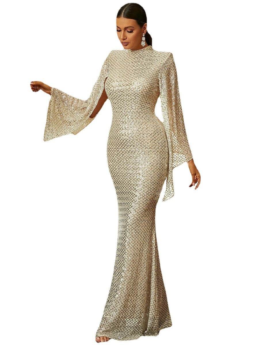 Buycenter Elegant Gold Evening Dress - Slim Fit, Fresh Style for Events - Buy Center