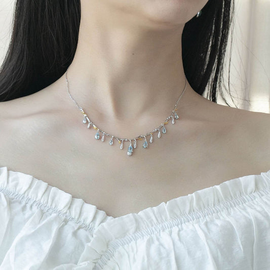 Elegant S925 Silver Natural Topaz Necklace - Stunning Blue Gemstone Pendant - Buy Center