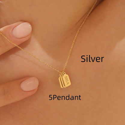 Minimalist Carved Name Pendant Necklace - Custom Stainless Steel Jewelry - Buy Center