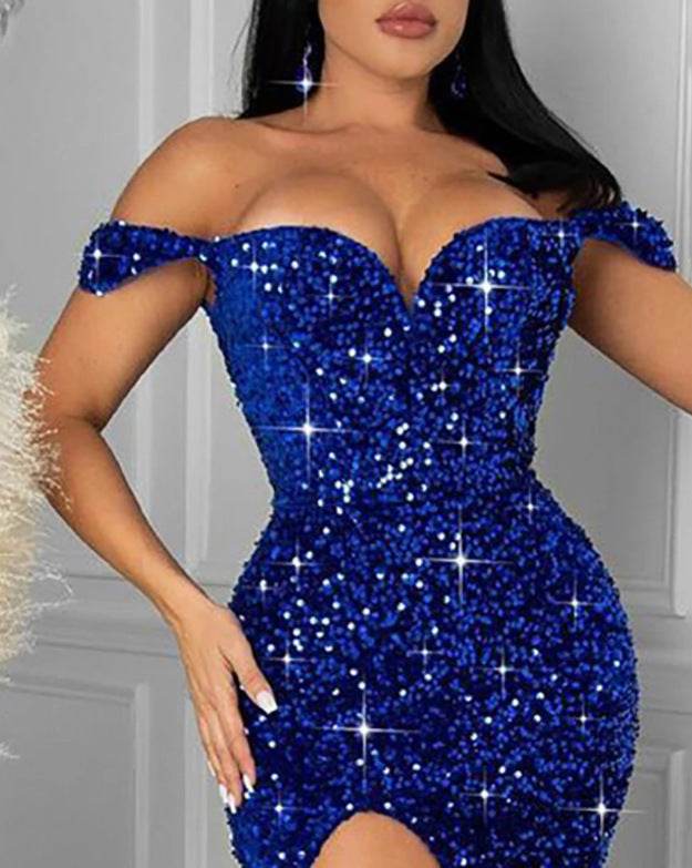 Buycenter Sequin Tube Top Dress - Elegant Party Evening Fashion - Buy Center