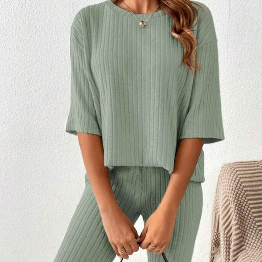 Buycenter Women's Loose Casual Trousers - Solid Color Homewear Set - Buy Center