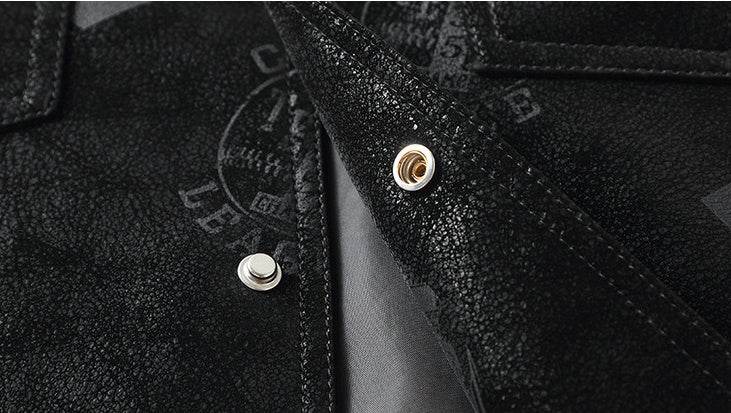 Men's Thin Lapel PU Leather Jacket - Stylish with Multiple Pockets - Buy Center